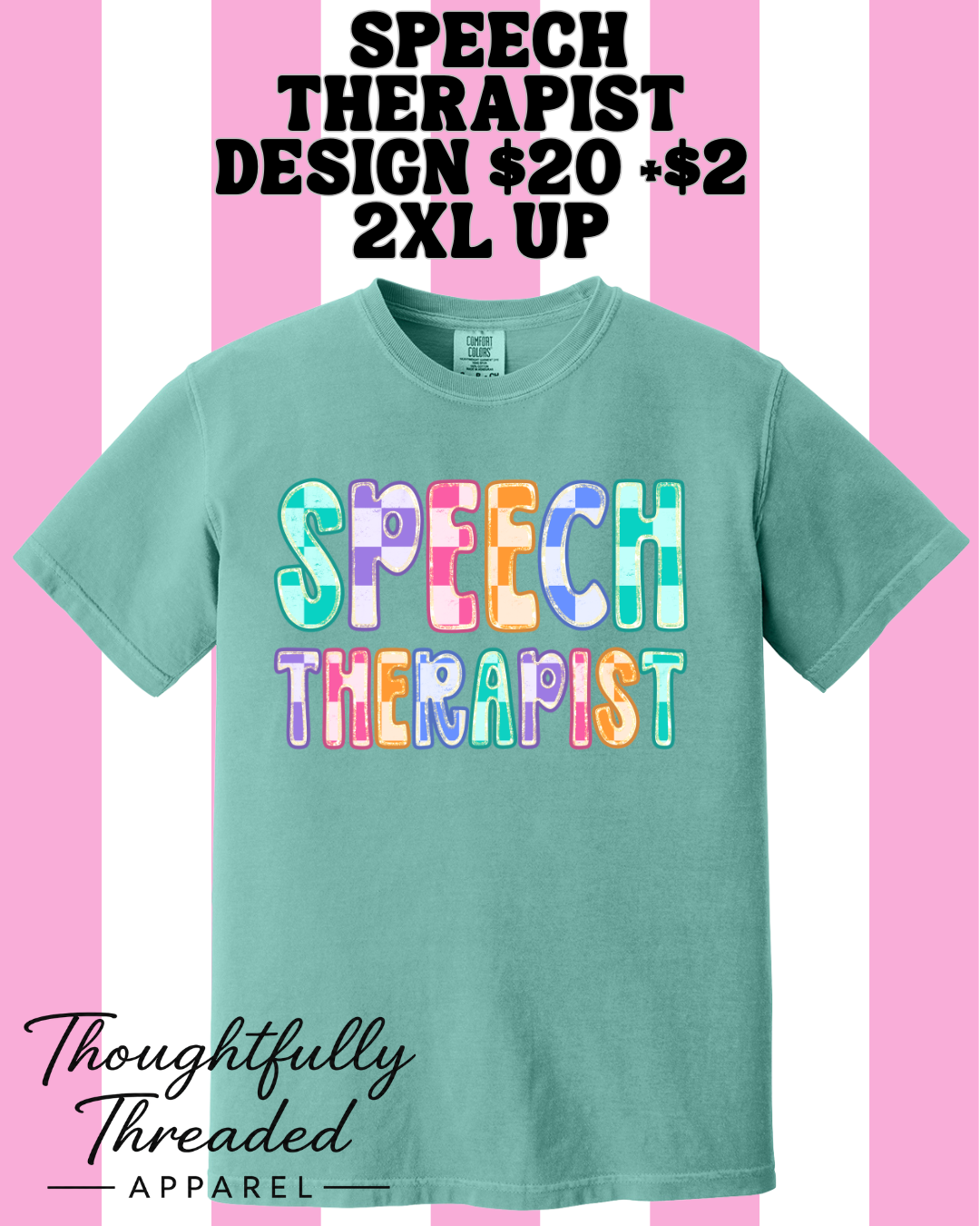 SPEECH THERAPIST CC Seafoam Checkered