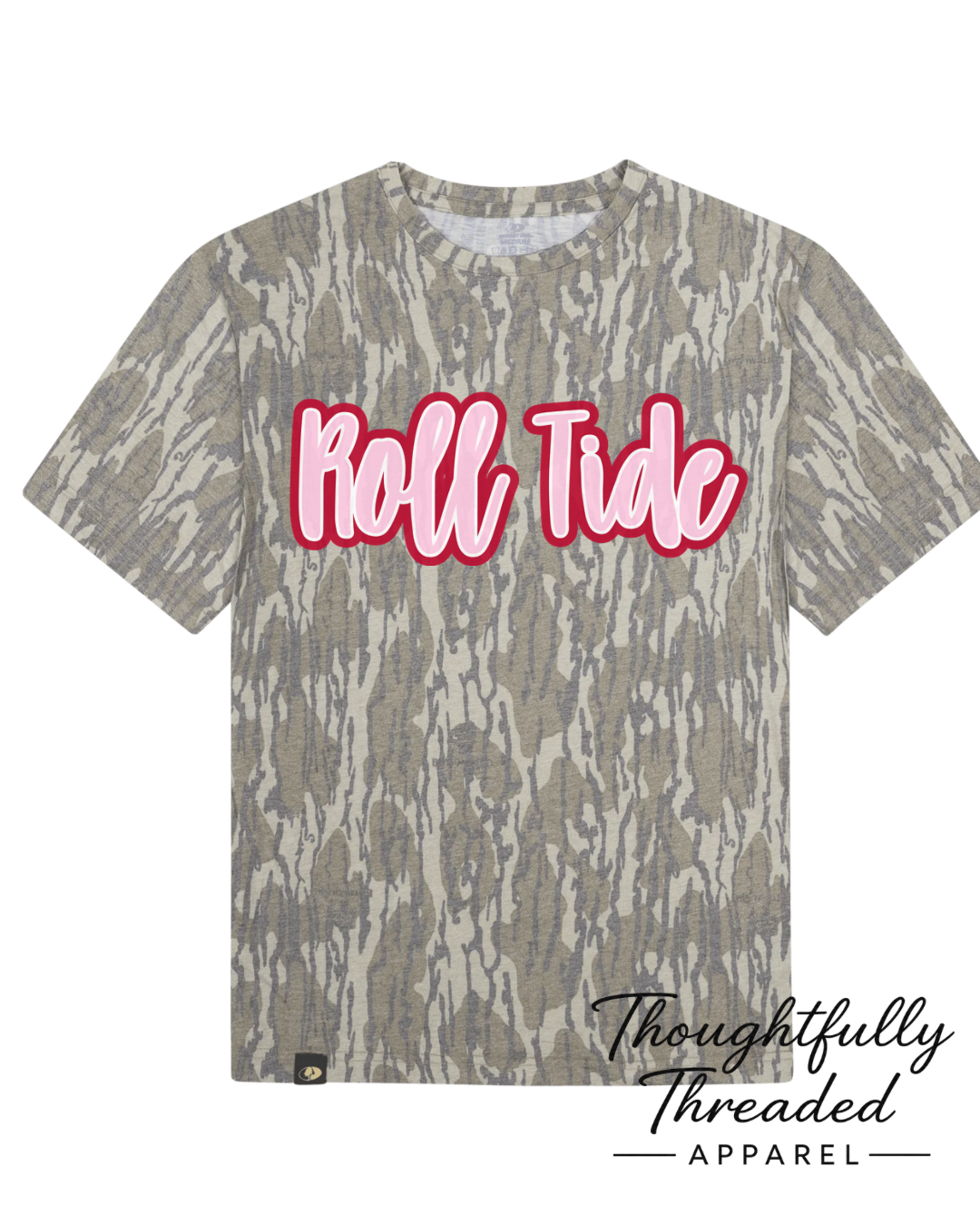 Mossy Oak Pink Roll Tide script